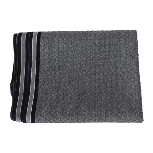 Striped Wool Scarf with Logo Embroidery