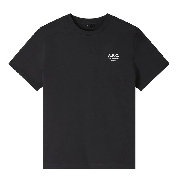 Black Unisex Straight Cut T-shirt with White Embroidery