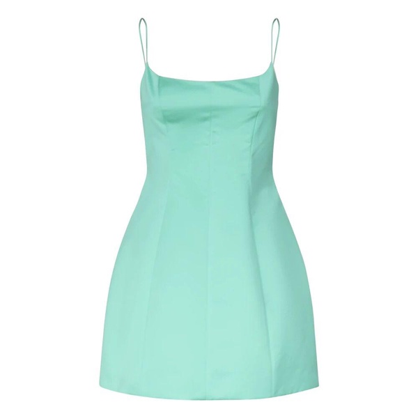 Green Backless Mini Dress Couture Stitching