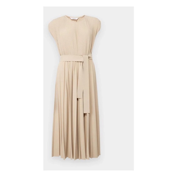 Pleated midi dress with adjustable belt