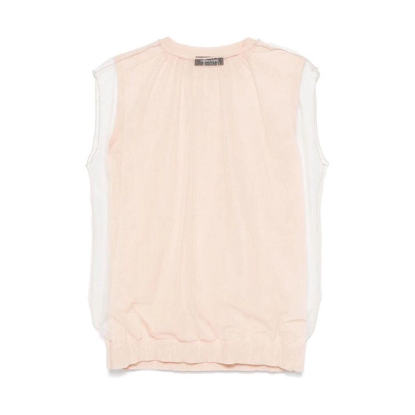 Peach Pink Crew Neck Sleeveless Top
