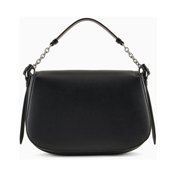 Black Shoulder Bag with Metal Logo