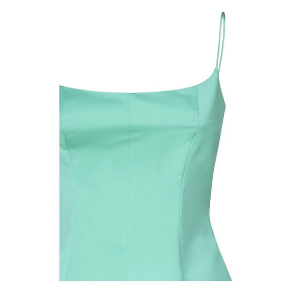 Green Backless Mini Dress Couture Stitching