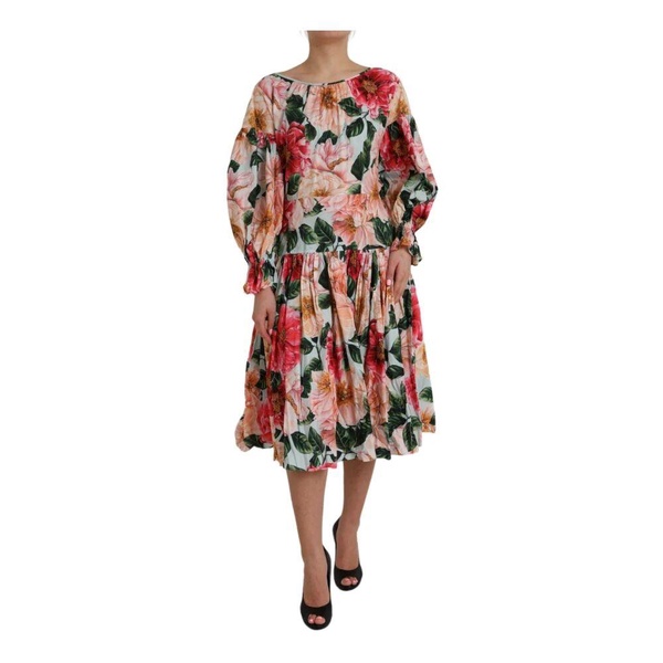 Floral Print A-line Midi Dress