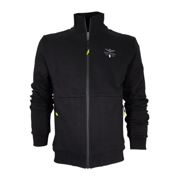Sporty Cotton Zip-Up Sweater FE1944 Black