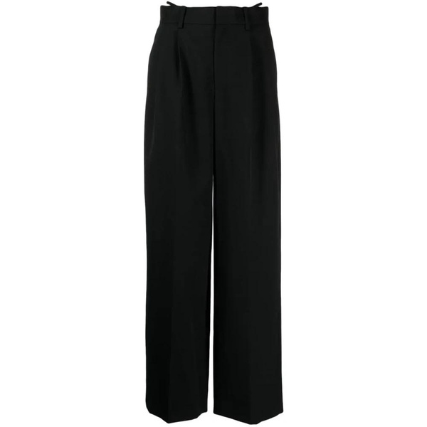 Black Wide-Leg Trousers with Crystal Embellishment