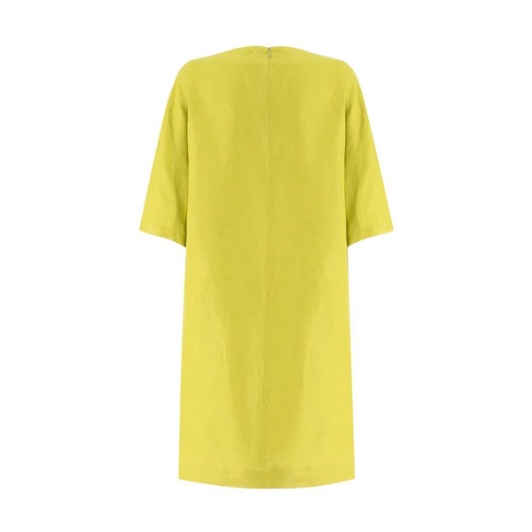Linen Midi Dress with Boat Neckline