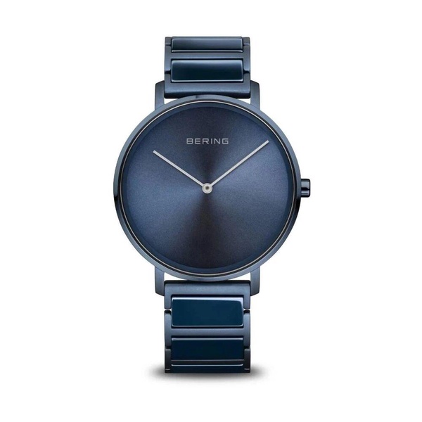 Men's Ceramic Watch 39 mm Sapphire Glass 5 ATM High-Tech Ceramic Slim Design Bracelet Stainless Steel Band with Ceramic Elements 18539-797