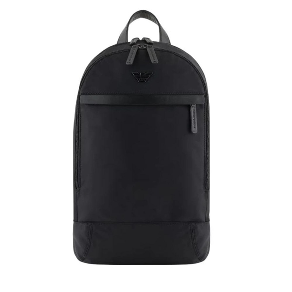 Black Nylon Backpack with Eagle Plaque