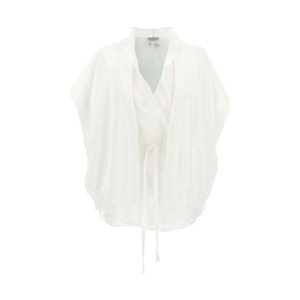 White Draped Sleeve Sweater