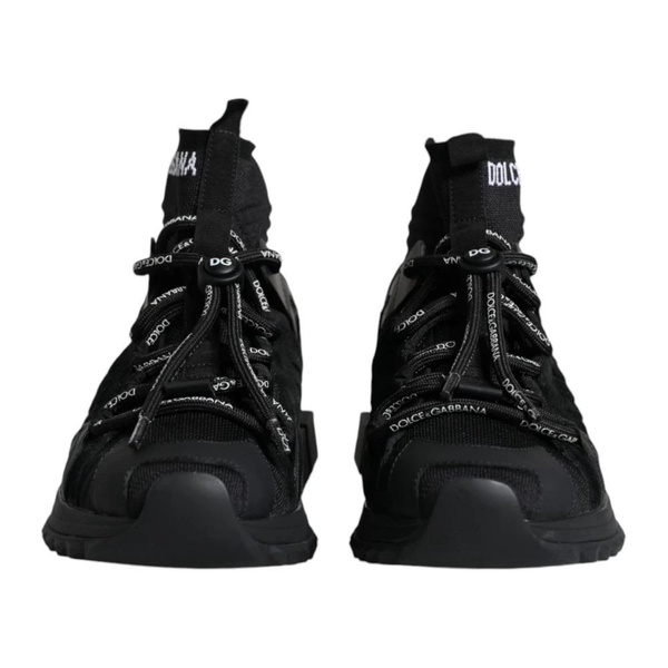 Black Logo Sneakers with Rubber Sole