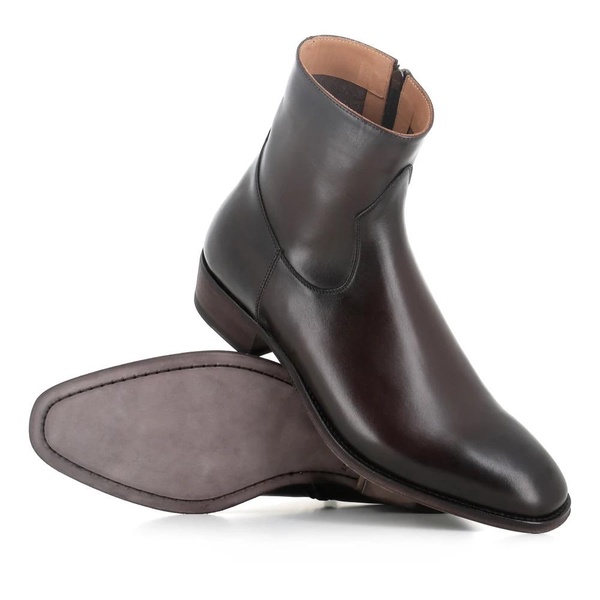 Ebony Leather Ankle Boots with Zip
