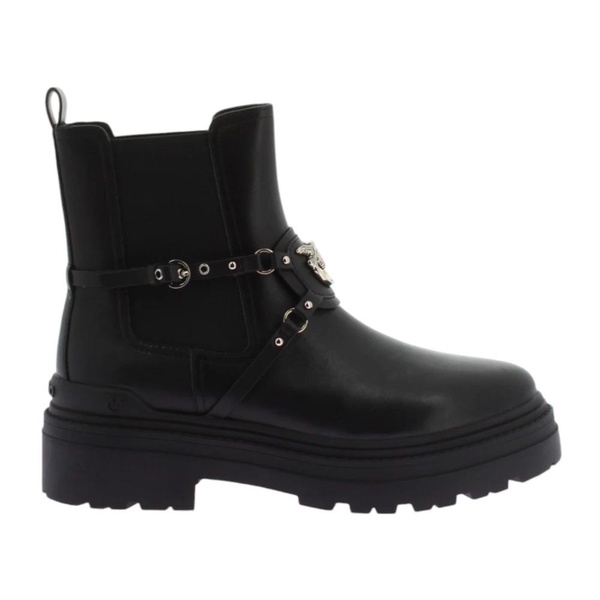 Black Leather Ankle Boots Elastic