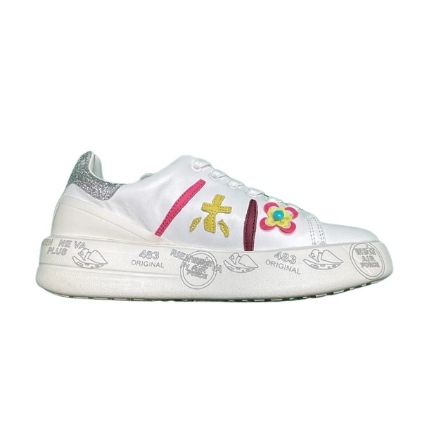 White and Grey Floral Sneakers