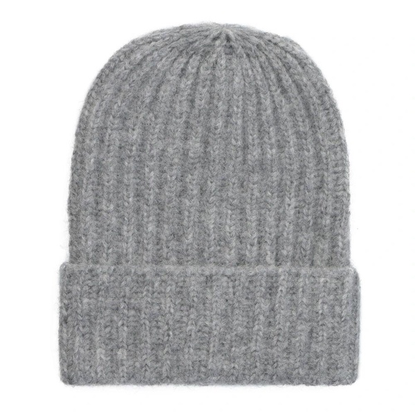 Ribbed Knit Beanie Alpaca Silk Wool