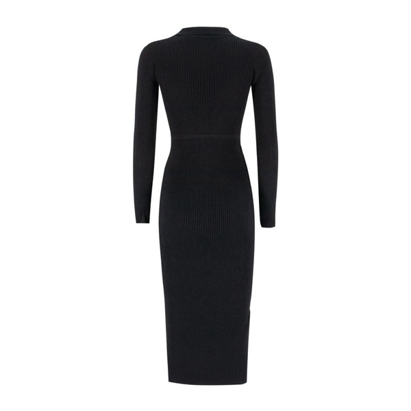 Ribbed Longuette Dress with V-Neckline