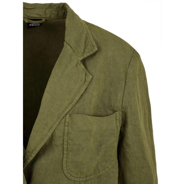 Green Viscose Blazer with Classic Revers and Pearl Button Fastening