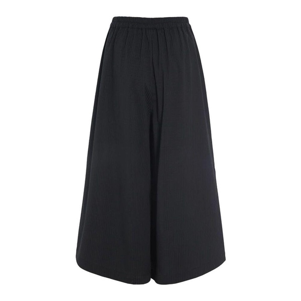 Black Seersucker Wide Leg Pants