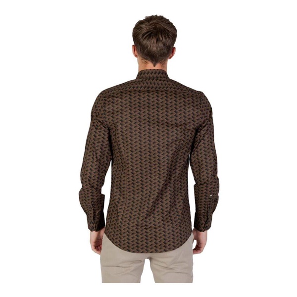 Brown Button-Fastened Long Sleeve Shirt