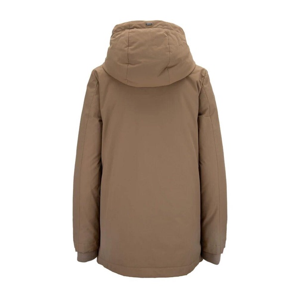 Hooded Down Jacket with Automatic Button and Zipper