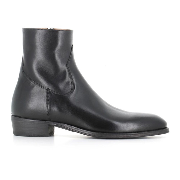 Black Leather Zip Boots