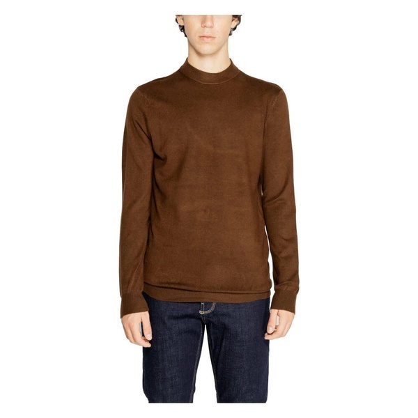 Brown Long Sleeve Knitwear Men Fall/Winter