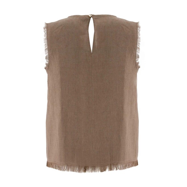 Linen Fringed Sleeveless Top