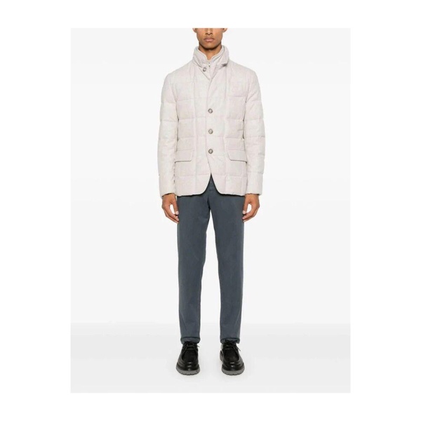 Ivory Puffer Jacket with Front Zip