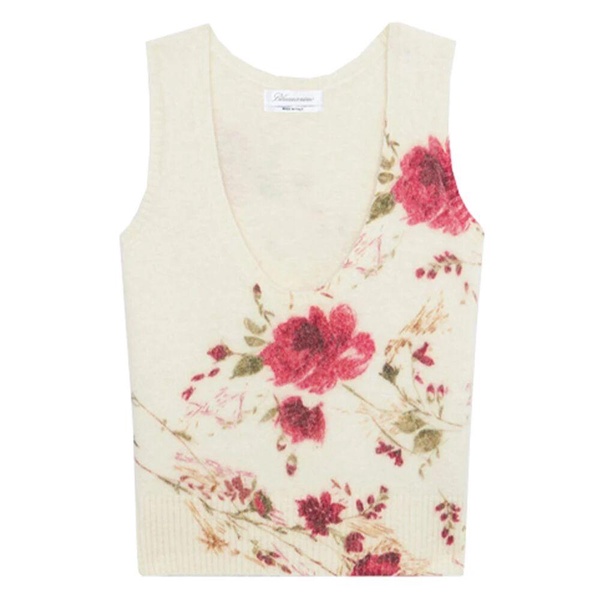 Sleeveless Top Ivory Burgundy