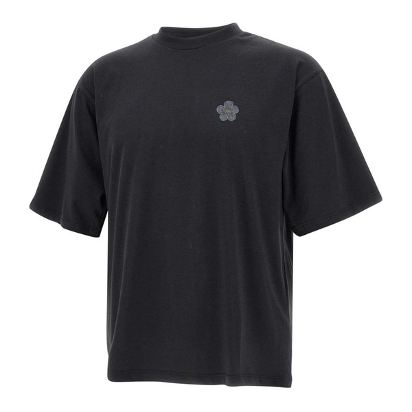 Black Cotton T-shirt with Logo Print