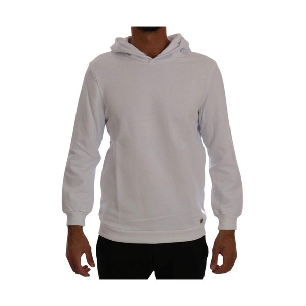 Elegant White Cotton Hooded Sweater