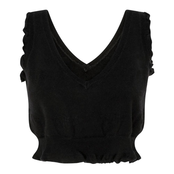 Black V-Neck Cashmere Top