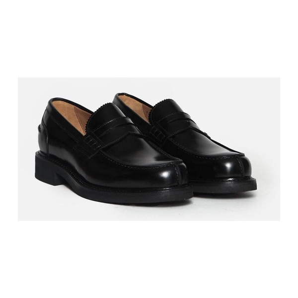 Black Leather Rubber Sole Moccasin