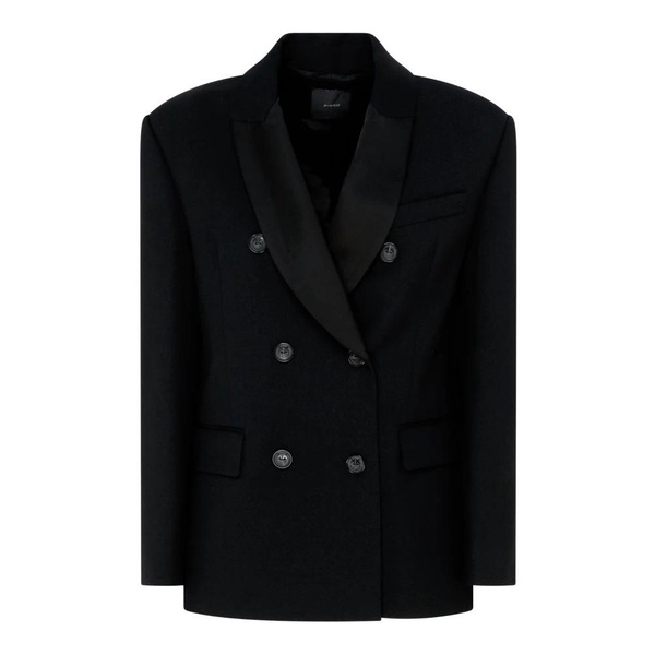 Black Wool Twill Double-Breasted Jacket