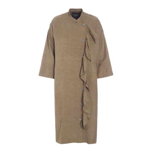 Elegant Nutmeg Dress with Vertical Ruffle