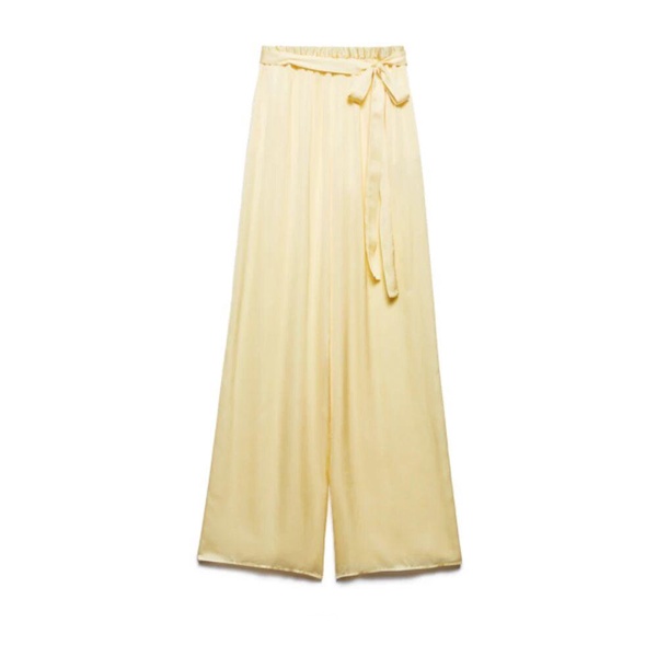 Wide Leg Viscose Pants Elastic Waist