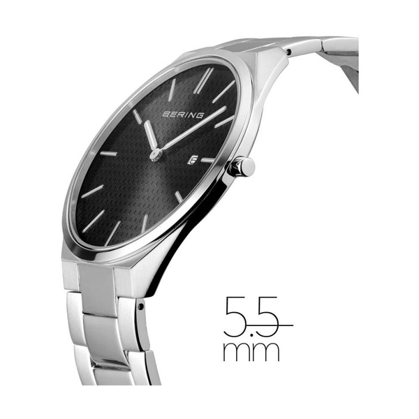 Men's Watch Ultra Slim 40 mm 3 ATM Sapphire Glass Slim Design Bracelet Stainless Steel Band with Stainless Steel Elements 17240-702