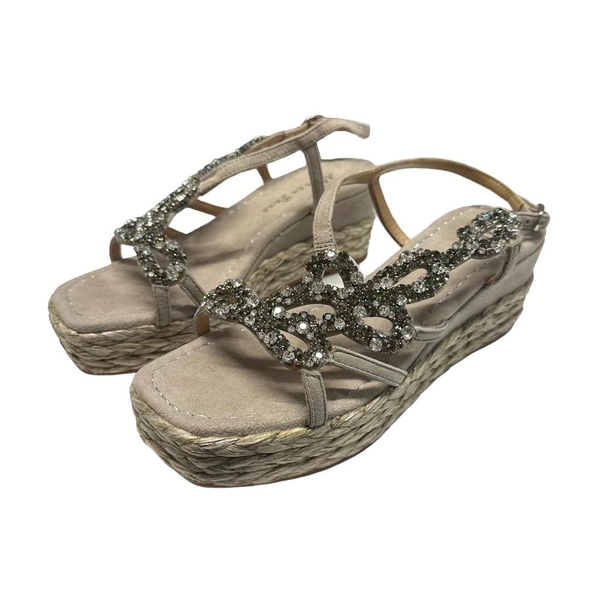 Suede Heeled Sandal with Stones