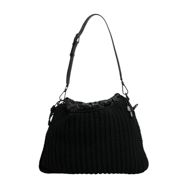 Luxurious Cashmere Knitted Leather Shoulder Bag