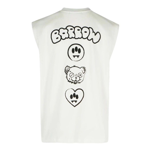 White Cotton Tank Top with Contrast Logo