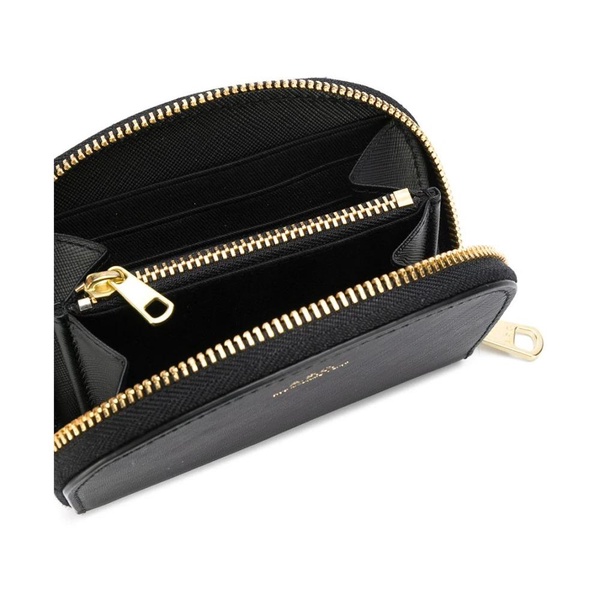 Black Leather Wallet Demi Lune Zip