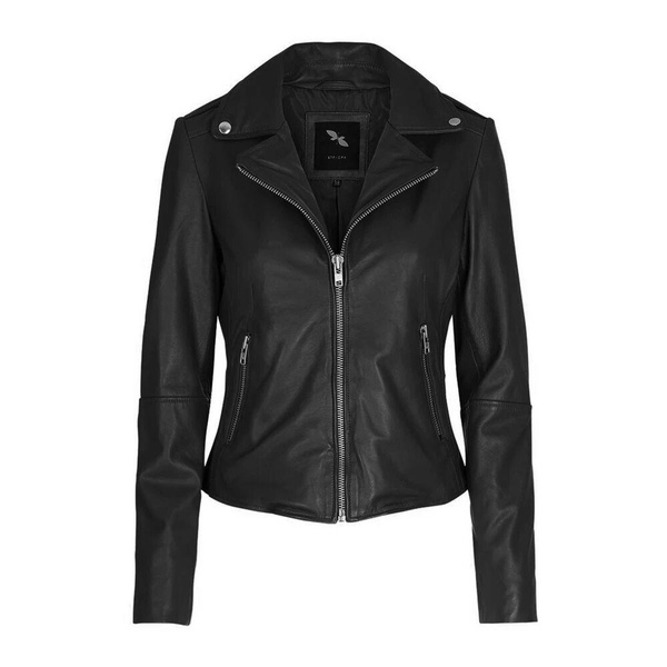 Leather Biker Jacket with Zipper