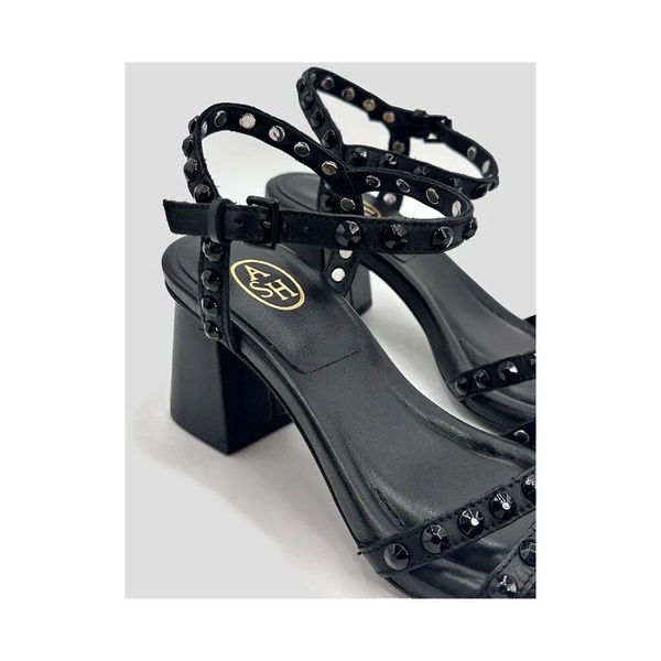 Black Leather Sandal with Decorated Straps