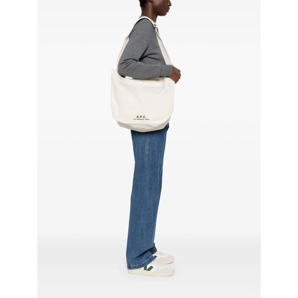 White Shoulder Bag with Logo Print