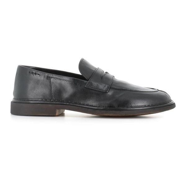 Black Leather Moccasin with Rubber Sole
