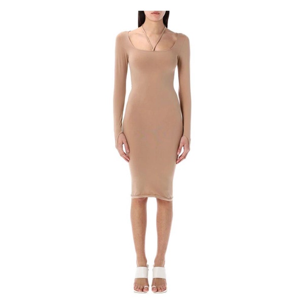 Elegant Jersey Midi Dress Nude