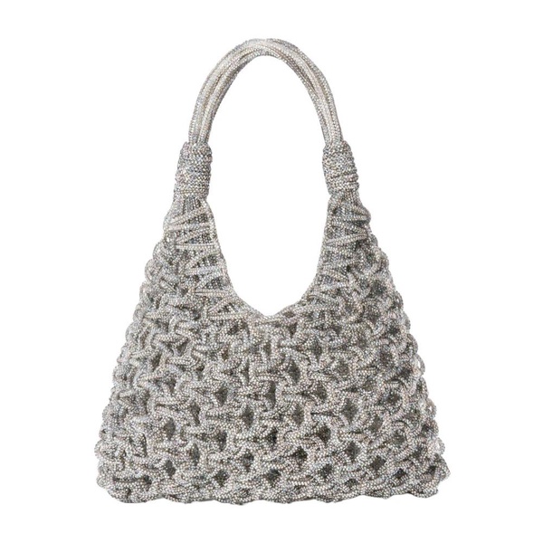 Crystal-Embellished Handwoven Bag