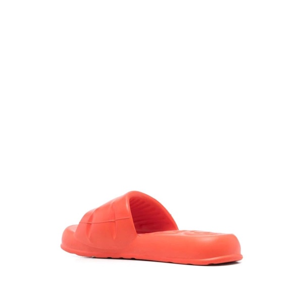Orange Round Toe Flat Sandals