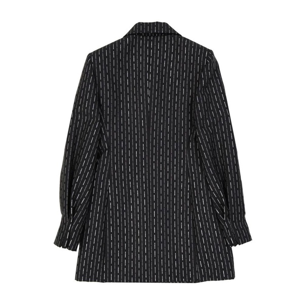 Wool Long Jacket with Logo Detail