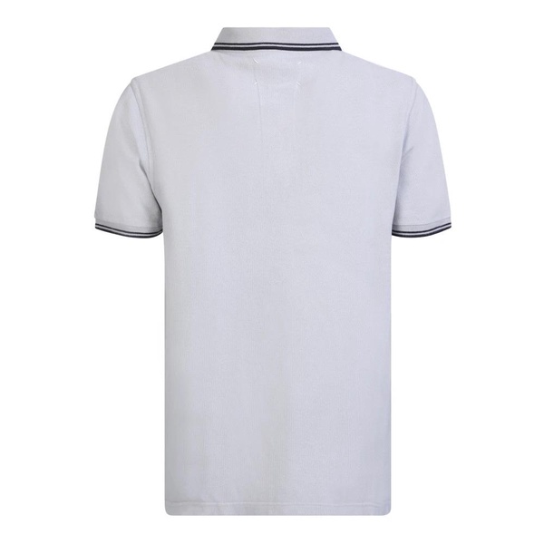 Contrasting Striped Cotton Polo Shirt with Logo Embroidery